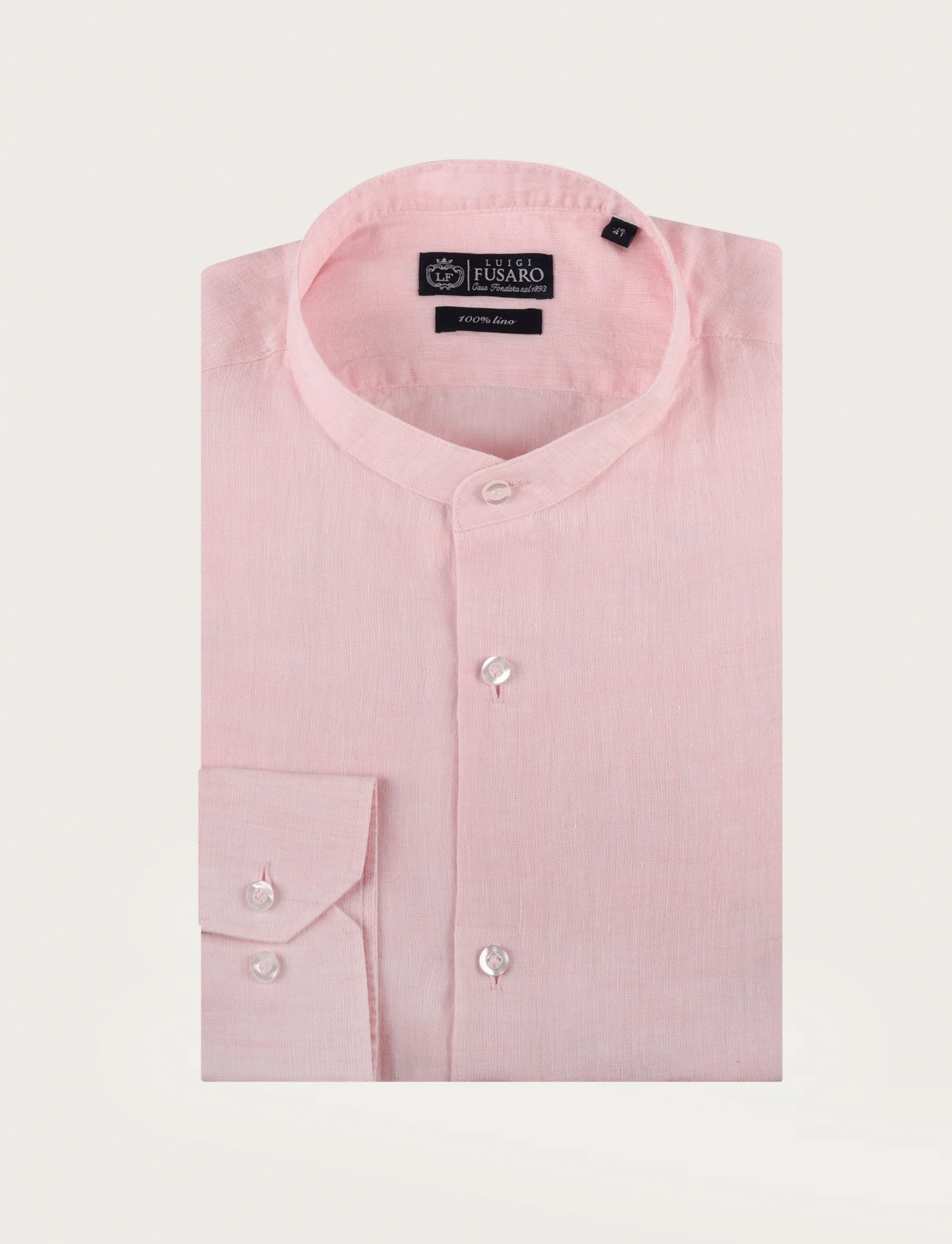 Camicia in lino con collo alla coreana - Image 4