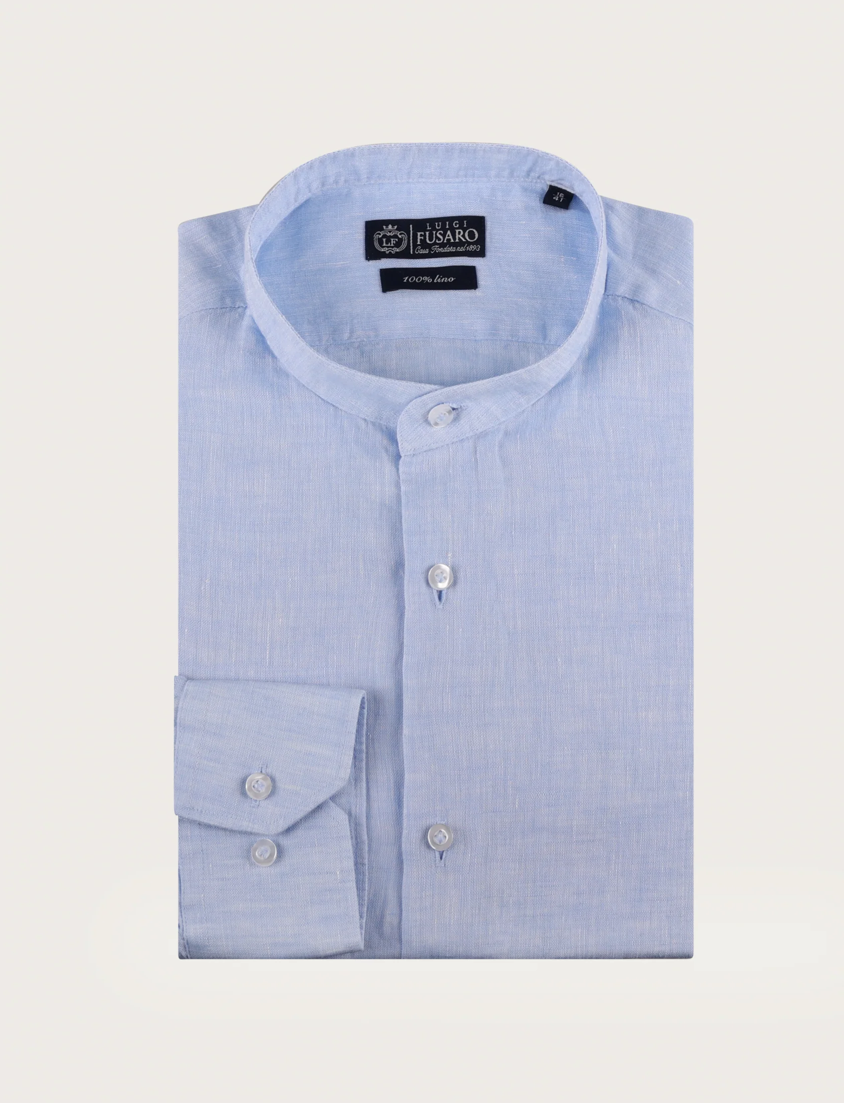 Camicia in lino con collo alla coreana - Image 7