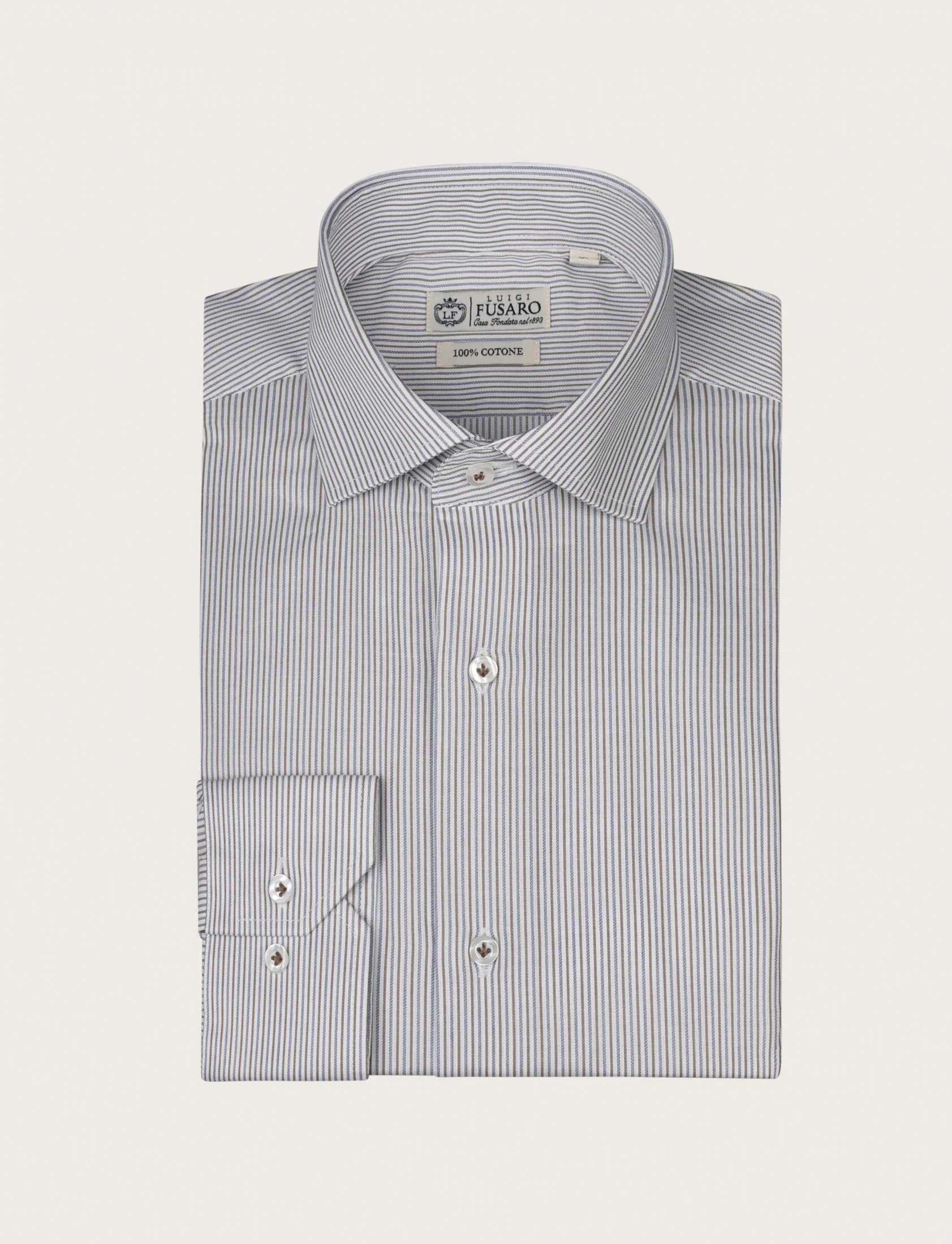 Camicia a bastoncino bicolore in cotone - Image 4
