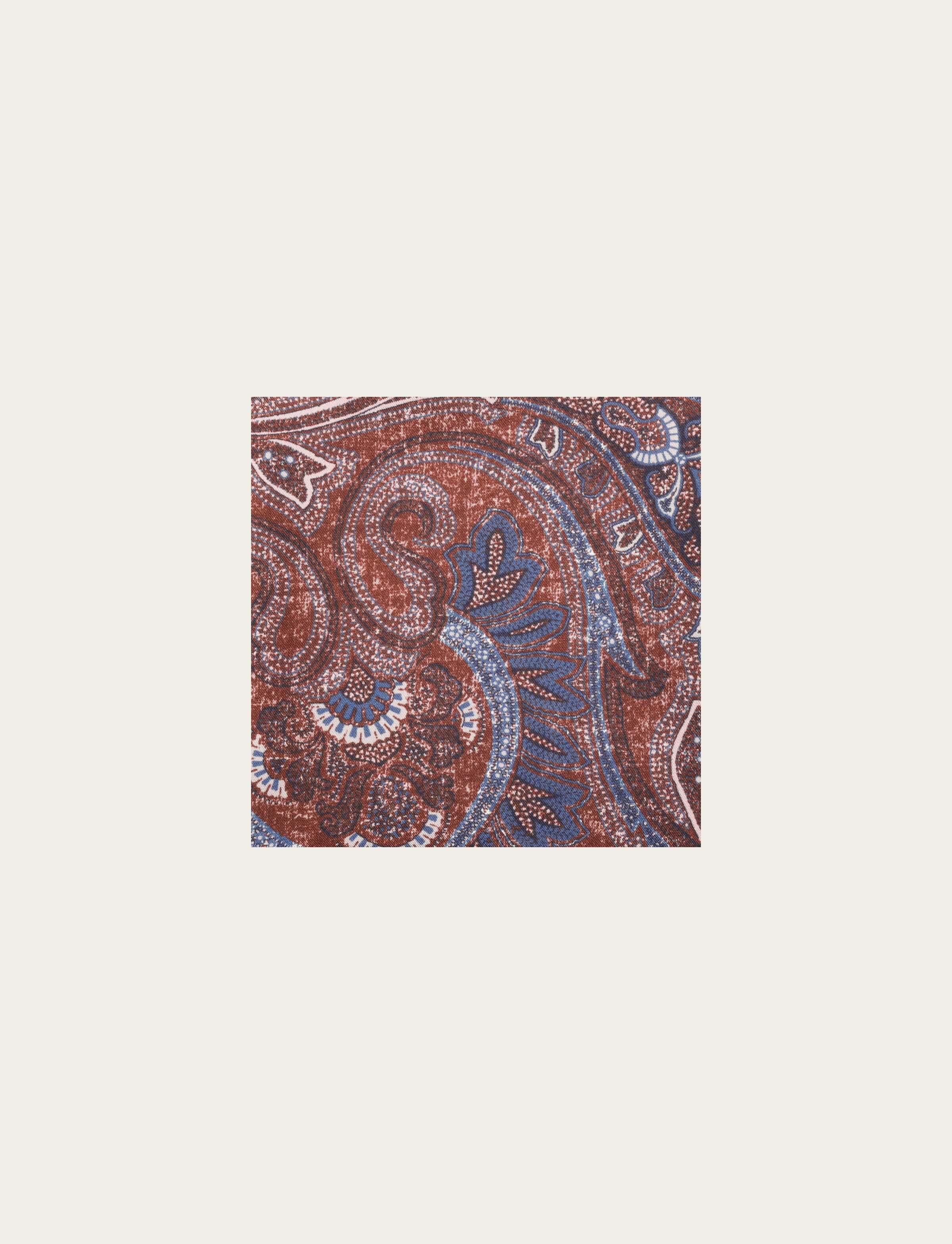 Pochette in seta paisley marrone e blu